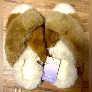 Paris Crossband Fur Slide Slippers Stars Above Size M 7-8 New Soft Warm Cozy